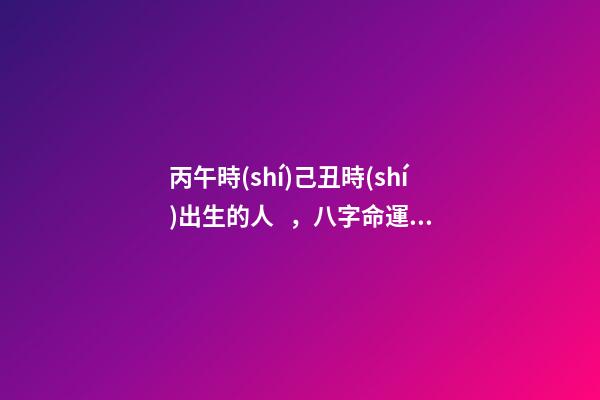 丙午時(shí)己丑時(shí)出生的人，八字命運(yùn)如何？